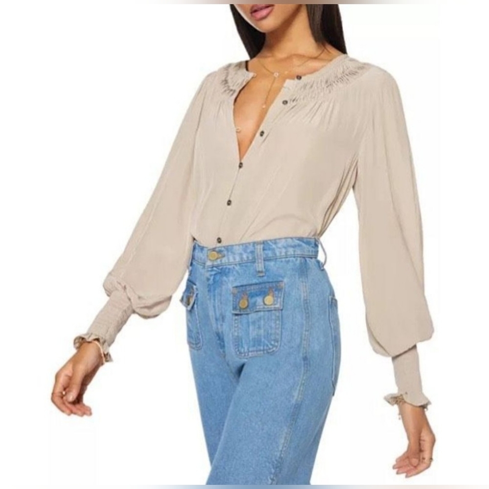 NWT Ramy Brook Isla Long Sleeve Top in Sandstone